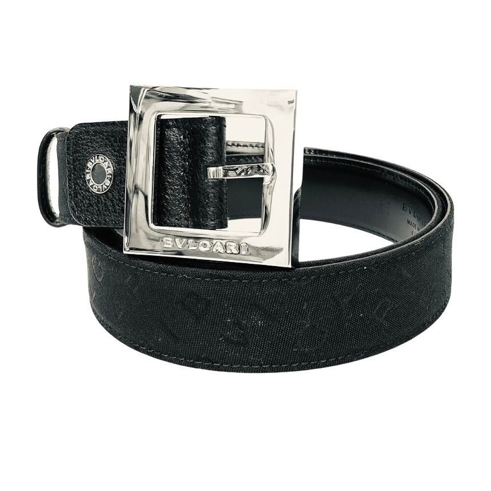 BVLGARI Bulgari Belt 110/44 size Square Buckle Mania Black Men's